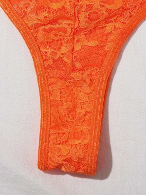Оранжевый Ровный цвет Сексуальное женское белье