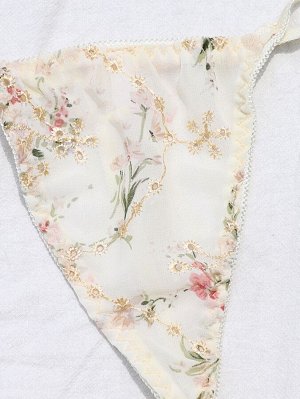 SheIn Комплект нижнего белья на косточках с цветочной вышивкой