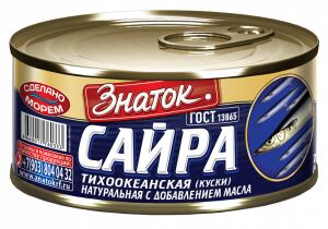 Сайра ГОСТ с добавлением масла ключ ЗНАТОК (Мамоновский РКК) 240г (0333) 1/48