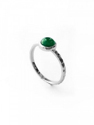 Серебряное узкое кольцо "Sunset" с зеленым агатом