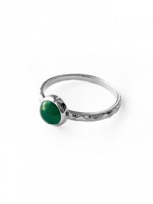 Серебряное узкое кольцо "Sunset" с зеленым агатом