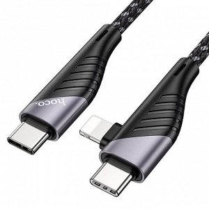 USB Кабель Hoco U95 2 в 1 Type-C - Type-C + For Lightning / 3A, 60W, PD20W