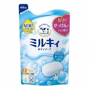 COW Молочное увлажняющее жидкое мыло для тела с ароматом цветочного мыла Milky Body Soap 400мл (мягкая упаковка) / 16