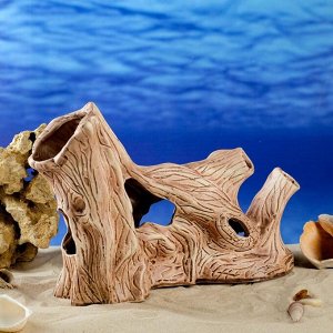 Декорация для аквариума "Коряга горизонтальная", коричневая, 31 см х 10 см х18 см, микс