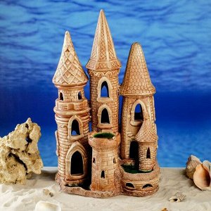 Декорация для аквариума "Подводный замок", коричневый, 41 см