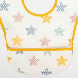 Крошка Я Нагрудник детский непромокаемый, с карманом «Звёзды», цвет жёлтый