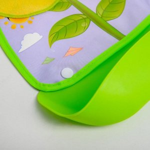 Нагрудник детский непромокаемый, с карманом «Цветочек», цвет зелёный