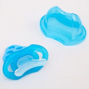 Крошка Я Прорезыватель силиконовый «Для передних зубов», синий, с колпачком