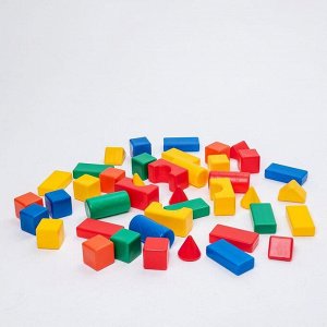 Кубики детские, пластиковые, цветные, 41 штука, 6 х 6 см