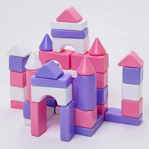 Кубики детские, пластиковые, цветные, 41 штука, 6 x 6 см, цвет розовый