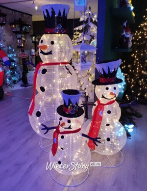 Светящийся Снеговик Гарольд в чёрном цилиндре 90 см, 64 теплые белые LED лампы, IP44 (Peha)