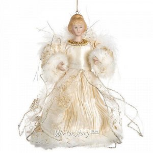 Елочная игрушка Ангел Нежности 18 см в кремовом наряде, подвеска (Goodwill)