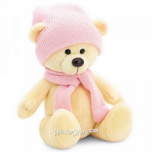 Мягкая игрушка Медведь Топтыжкин жёлтый 25 см в розовом шарфе и шапочке, Orange Exclusive (Orange Toys)