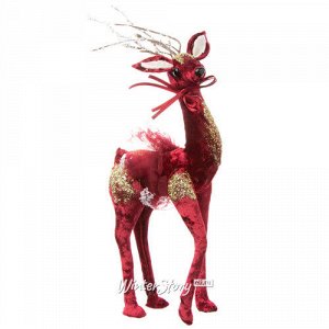 Декоративная фигура Бархатный Олень Джада 32 см, рубиновый (Due Esse Christmas)