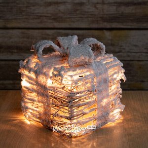 Светящийся Подарок под елку Сноувальд 15 см 20 теплых белых мини LED ламп (Peha)