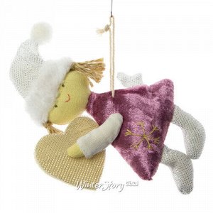 Елочная игрушка Ангел Юна с сердечком 20 см, подвеска (Due Esse Christmas)