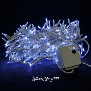 Светодиодная гирлянда нить Lumineo Snake 16 м, 750 холодных белых LED ламп, белый ПВХ, контроллер, таймер, IP44 (Kaemingk)
