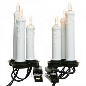 Гирлянда с оплавленными свечами Триады 10*3 ламп на клипсах 4.5 м, зеленый ПВХ, IP20 (Kaemingk)