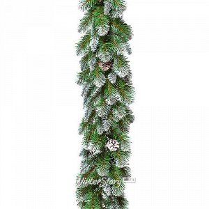 Хвойная гирлянда Императрица заснеженная с шишками 180*30 см, ПВХ (Triumph Tree)