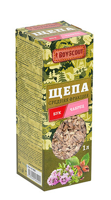 Щепа для копчения BOYSCOUT Бук + Чабрец, 1 л. Средняя фракция.
