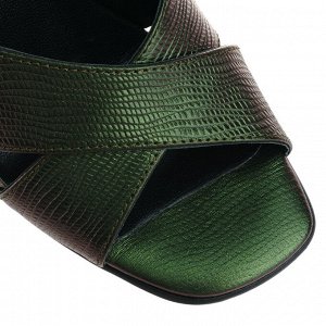Зеленые босоножки на высоком каблуке. Модель 2391 зеленый питон