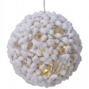 Подвесной светильник-шар Фрости 15 см, 10 теплых белых LED ламп, на батарейках, IP20 (Kaemingk)