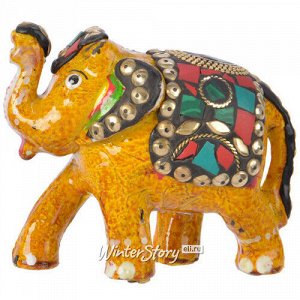 Керамическая статуэтка Слон Индийский 10 см желтый (Kaemingk)