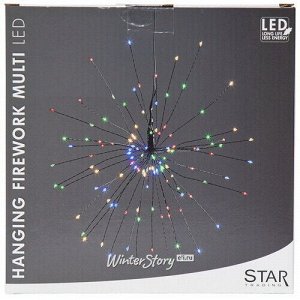 Светодиодное украшение Firework Multi 26 см, 120 разноцветных LED ламп, черная проволока, IP20 (Star Trading)