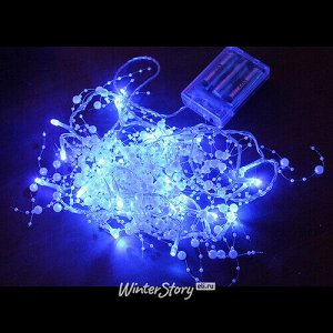 Светодиодная гирлянда на батарейках Жемчужины 30 синих LED ламп 2.4 м, прозрачный ПВХ, IP20 (Snowhouse)