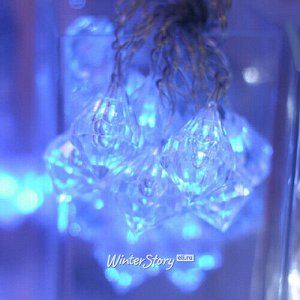Светодиодная гирлянда Кристаллы 20 синих LED ламп 4.5 м, прозрачный ПВХ, IP20 (Snowhouse)
