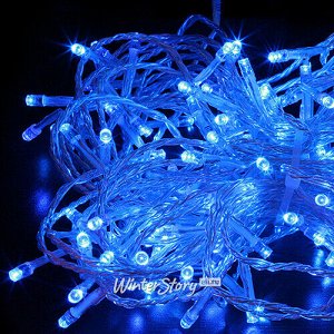 Светодиодная гирлянда Quality Light 100 синих LED ламп 10 м, прозрачный ПВХ, соединяемая, IP44 (BEAUTY LED)