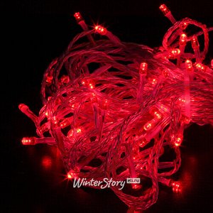 Светодиодная гирлянда Quality Light 100 красных LED ламп 10 м, прозрачный ПВХ, соединяемая, IP44 (BEAUTY LED)