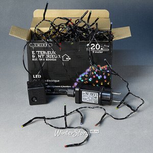 Светодиодная гирлянда Объемная 120 разноцветных LED ламп 9 м, черный ПВХ, контроллер, IP44 (Kaemingk)