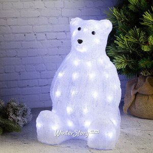 Светодиодная фигура Медведь Барт - Полярный житель 45 см, 50 теплых/холодных белых LED ламп, IP44 (Kaemingk)