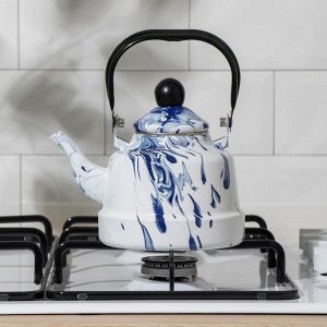 Чайник эмалированный «Элемент», 1,1 л, цвет бело-голубой