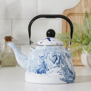 Чайник эмалированный «Элемент», 1,7 л, цвет бело-голубой