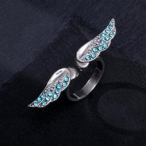 Кольцо посеребрение "Крылья", цвет голубой, 18 размер
