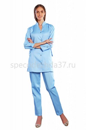 Костюм медицинский женский ИМ121 цв.голубой тк.элит