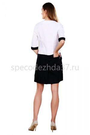 Платье медицинское женское ИМ500 цв.белый/чёрный тк.тиси