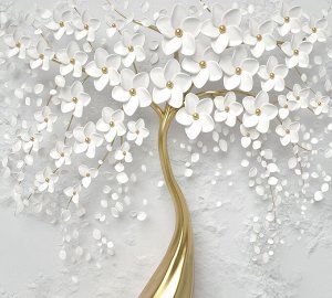 Фотообои Дерево с белыми цветами