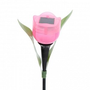 Фонарь садовый на солнечной батарее "Тюльпан розовый" 30.5 см, d-5 см, 1 led, пластик