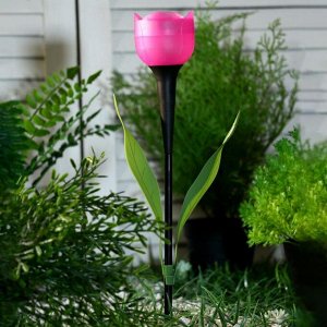 Фонарь садовый на солнечной батарее "Тюльпан" 47 см, d-6 см, 1 led, пластик
