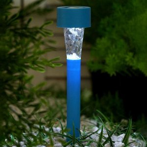 Фонарь садовый на солнечной батарее "Трапеция", 30 см, d=4.5 см,1 led,пластик, голубая ножка