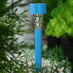 Фонарь садовый на солнечной батарее "Трапеция", 30 см, d=4.5 см,1 led,пластик, голубая ножка