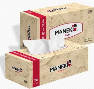 Салфетки бумажные "Maneki" KABI, 2 слоя, белые, 250 шт./коробк
