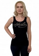 Черная женская майка борцовка Harley-Davidson – изящная интерпретация мото-логотипа на груди №1148