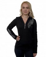 Фирменная женская кофта Harley-Davidson – фишка модели – усыпанный пайетками капюшон и брендовое мото-лого на спинке №1156