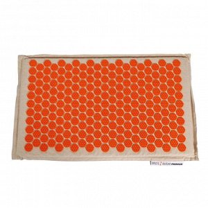 Массажный коврик, акупунктурный Премиум, (Лён-Кокос), оранжевый, 60 х 40 см.