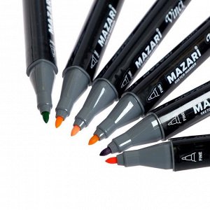 Набор художественных маркеров Mazari Vinci Black, 80 цветов, трёхгранный корпус, двусторонние (пулевидный/клиновидный наконечники)