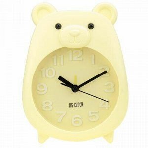 Часы-будильник "Мишка" 13,5х18х4см, циферблат лимонный, плас